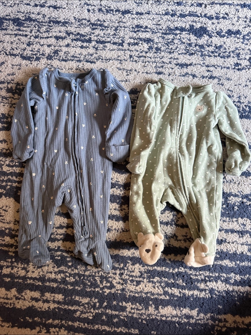 Carter's Blue and Green Footed One-Piece Sleepers